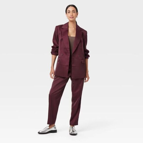 A New Day - Women's Structured Satin Blazer - A New Day Burgun Burgundy - Picture 4 of 4
